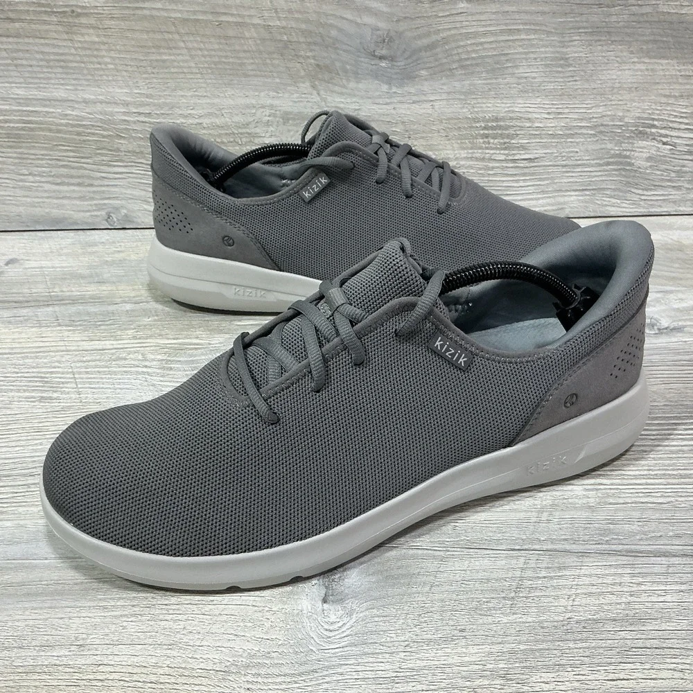 Kizik Madrid Eco Knit Men's Size 12 Wide Grey White Hands Free Sneakers Shoes